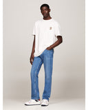 TOMMY JEANS DM0DM19687_YBH Logo Embroidery Crew Neck T-Shirt - Ancient White