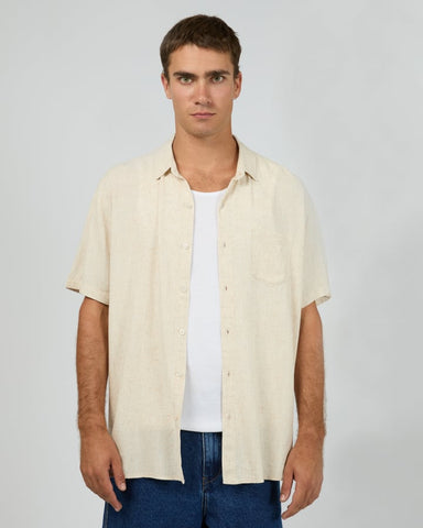 SILENT THEORY 40X0185 LINEN SS SHIRT - Natural