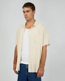 SILENT THEORY 40X0185 LINEN SS SHIRT - Natural
