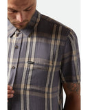 BRIXTON CHARTER LINEN BLEND S/S SHIRT 01441 - Char/Beige Plaid