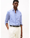 TOMMY HILFIGER MW0MW39159_0A5 Th Flex Regular Fit Stripe Shirt - Wedge Blue/OpWht