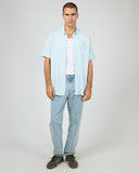 SILENT THEORY 40X0185 Textured Linen S/S Shirt - Pale Blue