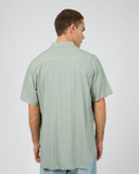 SILENT THEORY 40X0185 Textured Linen S/S Shirt - Green