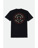 BRIXTON CREST II S/S STANDARD TEE - Black/Ivory/Brick Red