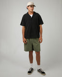 SILENT THEORY Textured Acid Wash S/S Shirt - Washed Black