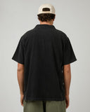SILENT THEORY Textured Acid Wash S/S Shirt - Washed Black