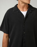 SILENT THEORY Textured Acid Wash S/S Shirt - Washed Black