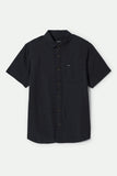 BRIXTON Charter Organic Cotton Linen Blend Shirt - Washed Black