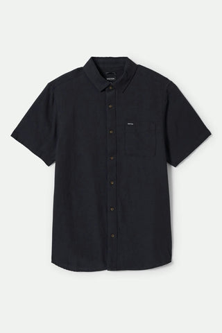 BRIXTON Charter Organic Cotton Linen Blend Shirt - Washed Black