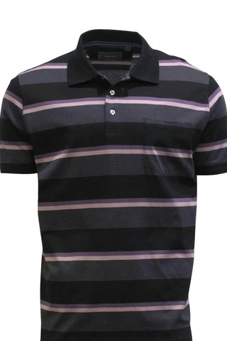 Back Bay G680107 Mercerized Cotton Stripe Polo- Black