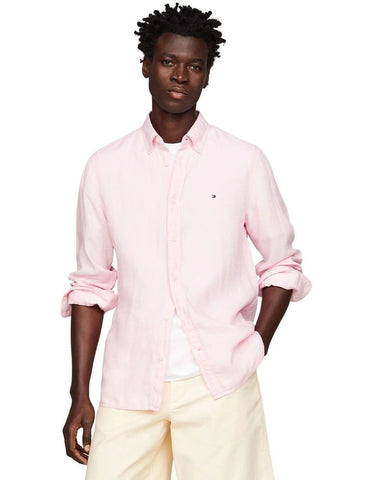 TOMMY HILFIGER MW0MW36887_TOJ IC PIGMENT DYED LINEN RF SHIRT - Romantic Pink