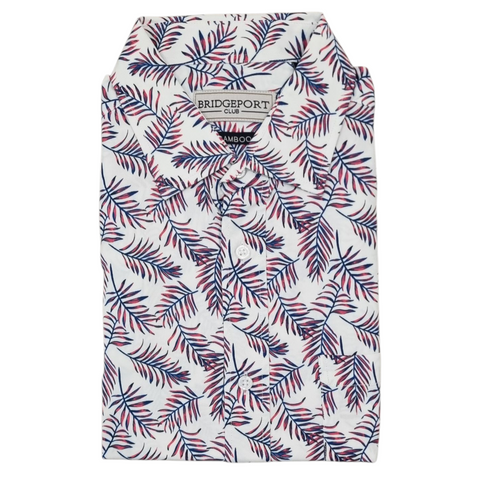 Bridgeport B2544 Short Sleeve Bamboo Print Shirt - Natural