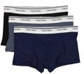CALVIN KLEIN 3 Pack Cotton Trunks - Black/Turbulence/Blue Shadow