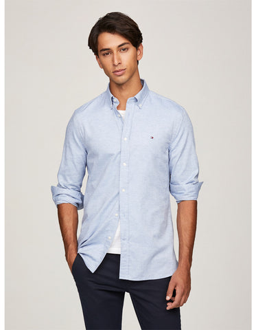 TOMMY HILFIGER MW0MW36887_C1Z IC PIGMENT DYED LINEN RF SHIRT - Vessel Blue