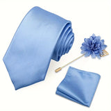 E-MALE Three Piece Tie, Hank + Flower Set