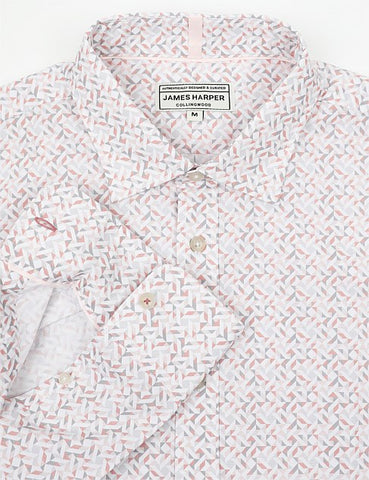 JAMES HARPER JHS718 Geo Print L/S Shirt - Blush