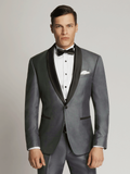 MASSIMO Max Fine Micro Texture Shawl Lapel Suit - Platinum