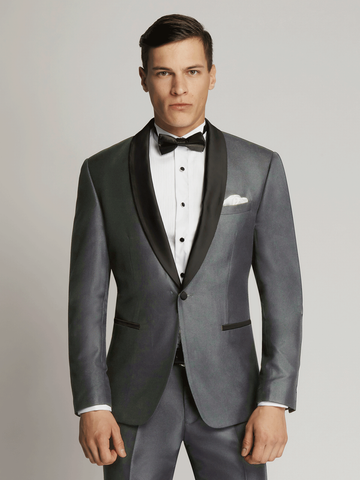 MASSIMO Max Fine Micro Texture Shawl Lapel Suit - Platinum