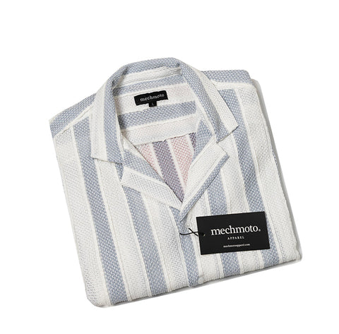 MECHMOTO 2602SS104 Textured Stripe S/S Shirt - White