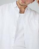 SILENT THEORY 40X0171 Short Sleeve Linen Shirt II - White