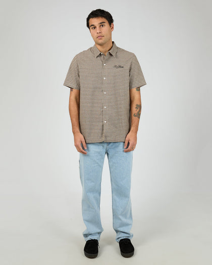 ST GOLIATH Steps Check Short Sleeve Shirt - Brown