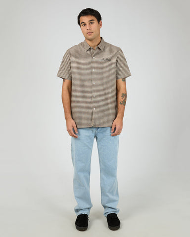 ST GOLIATH Steps Check Short Sleeve Shirt - Brown