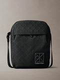 CALVIN KLEIN 4D3303G Allover Emblem Logo Jacquard Reporter Bag - Black