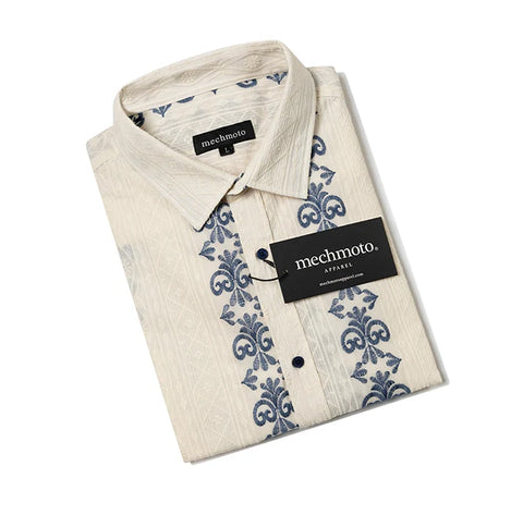 Mechmoto 2602SS119 S/S Embroidered Shirt- Off White
