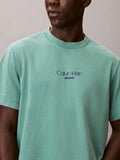 CALVIN KLEIN Acid Wash Logo Graphic Tee - Wild Green