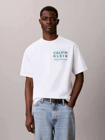 CALVIN KLEIN Leaf Logo Graphic Relaxed Tee - Bright White