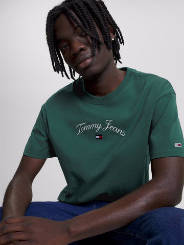 TOMMY HILFIGER Relaxed Curved Serif Flag Tee - Collegiate Green