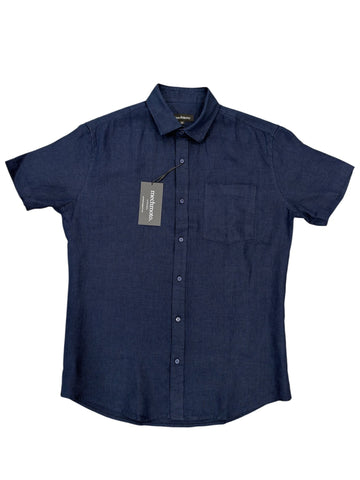 MECHMOTO 2602SS203 S/S Linen Shirt- Navy