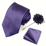 E-MALE Three Piece Tie, Hank + Flower Set