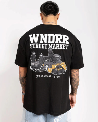 WNDRR Street Market Box Fit Tee - Black