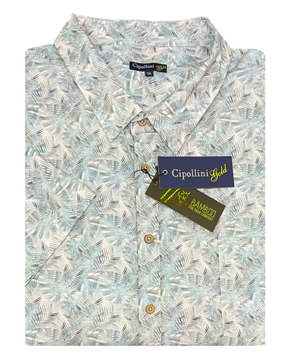 Cipollini 4007 S/S Bamboo Palm Leaves Print Shirt