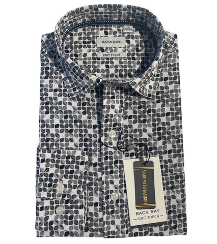 BACK BAY G580206 Bamboo Geo L/S Shirt - White