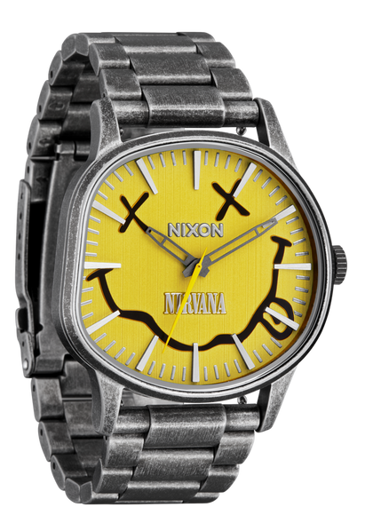 NIXON Nirvana Sentry Wobble Watch - Yellow Nirvana Smiley