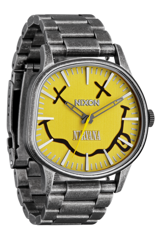 NIXON Nirvana Sentry Wobble Watch - Yellow Nirvana Smiley