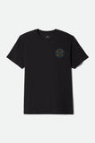 BRIXTON CREST II S/S STANDARD TEE - Black/Copper/Medium Blue