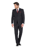 FERRARI FORMALWEAR BARNEY CHARCOAL SELF STRIPE LOUNGE HIRE SUIT