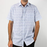 Bridgeport B2450 Short Sleeve Woven Print Shirt - Blue