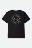 BRIXTON CREST II S/S STANDARD TEE - Black/Copper/Medium Blue