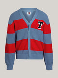 TOMMY HILFIGER DM0DM18875 Textured Knit Stripe Cardigan - Charmed/Deep Crims