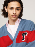 TOMMY HILFIGER DM0DM18875 Textured Knit Stripe Cardigan - Charmed/Deep Crims