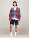 TOMMY HILFIGER DM0DM18875 Textured Knit Stripe Cardigan - Charmed/Deep Crims