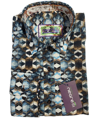 Negretti Milonga Long Sleeve Shirt - Aqua