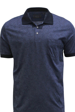 Back Bay G680102 Mercerized Cotton Paisley Polo- Navy