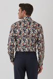 CAMBRIDGE Parkdale FCU332 L/S Floral Print Shirt - Denim