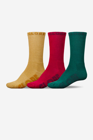 GLOBE Sustain Crew Sock 3 Pack - Assorted