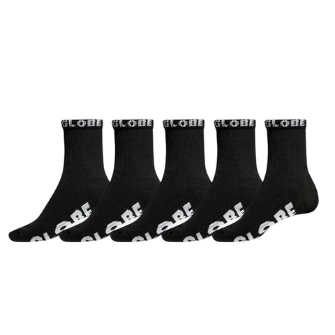 GLOBE Blackout Quarter Sock 5 Pack - Black/Black